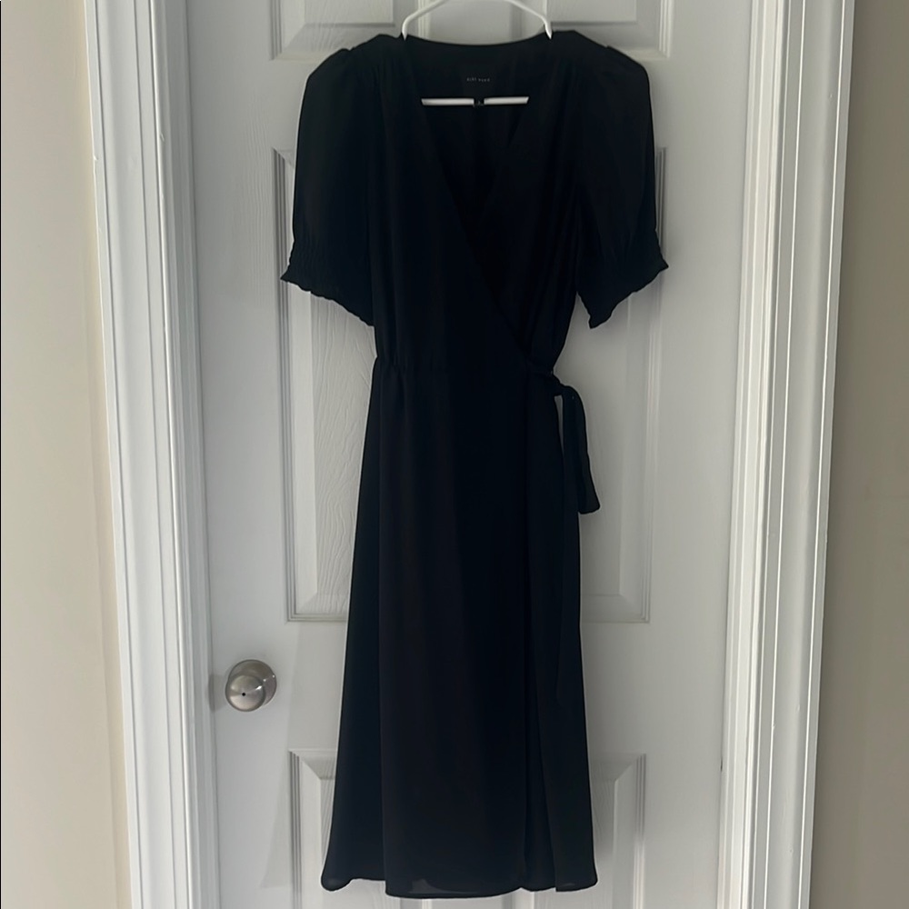 Alex Marie Black Wrap Midi Dress